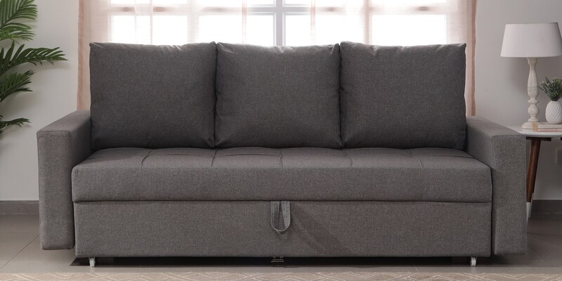 Buy Ayusho 3 Seater Sofa Cum Bed with Storage in Grey Colour by ...