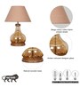 Ayana Brown Finish Wood And Amber Glass Table Lamp With Beige Cotton Shade