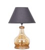 Ayana Brown Finish Wood And Amber Glass Table Lamp With Black Cotton Shade