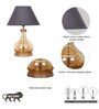 Ayana Brown Finish Wood And Amber Glass Table Lamp With Black Cotton Shade