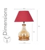 Ayana Brown Finish Wood And Amber Glass Table Lamp With Maroon Cotton Shade