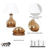 Ayana Brown Finish Wood And Amber Glass Table Lamp With White Cotton Shade