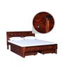 Ayasa Sheesham Wood King Size Bed With Drawer Storage In Honey Oak Finish