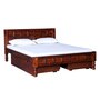 Ayasa Sheesham Wood King Size Bed With Drawer Storage In Honey Oak Finish