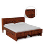 Ayasa Sheesham Wood King Size Bed With Drawer Storage In Honey Oak Finish