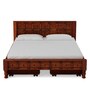Ayasa Sheesham Wood King Size Bed With Drawer Storage In Honey Oak Finish