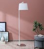 Aylen Grey Fabric Shade Club Floor Lamp With Metal Base