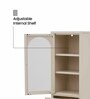 Ayra Metal Bookshelf with Arched Fluted Glass Door Adjustable Shelves Drawer Storage and Metal Frame