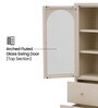 Ayra Metal Bookshelf with Arched Fluted Glass Door Adjustable Shelves Drawer Storage and Metal Frame