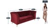 Azalea Velvet 3 Seater Sofa In Berry Red Colour