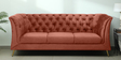 Azalea Velvet 3 Seater Sofa In Blush Pink Colour