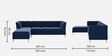 Azalea Velvet Fabric RHS Sectional Sofa (3 + Lounger) in Royal Blue Color