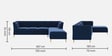 Azalea Velvet Fabric LHS Sectional Sofa (3 + Lounger) in Royal Blue Color