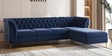 Azalea Velvet Fabric LHS Sectional Sofa (3 + Lounger) in Royal Blue Color