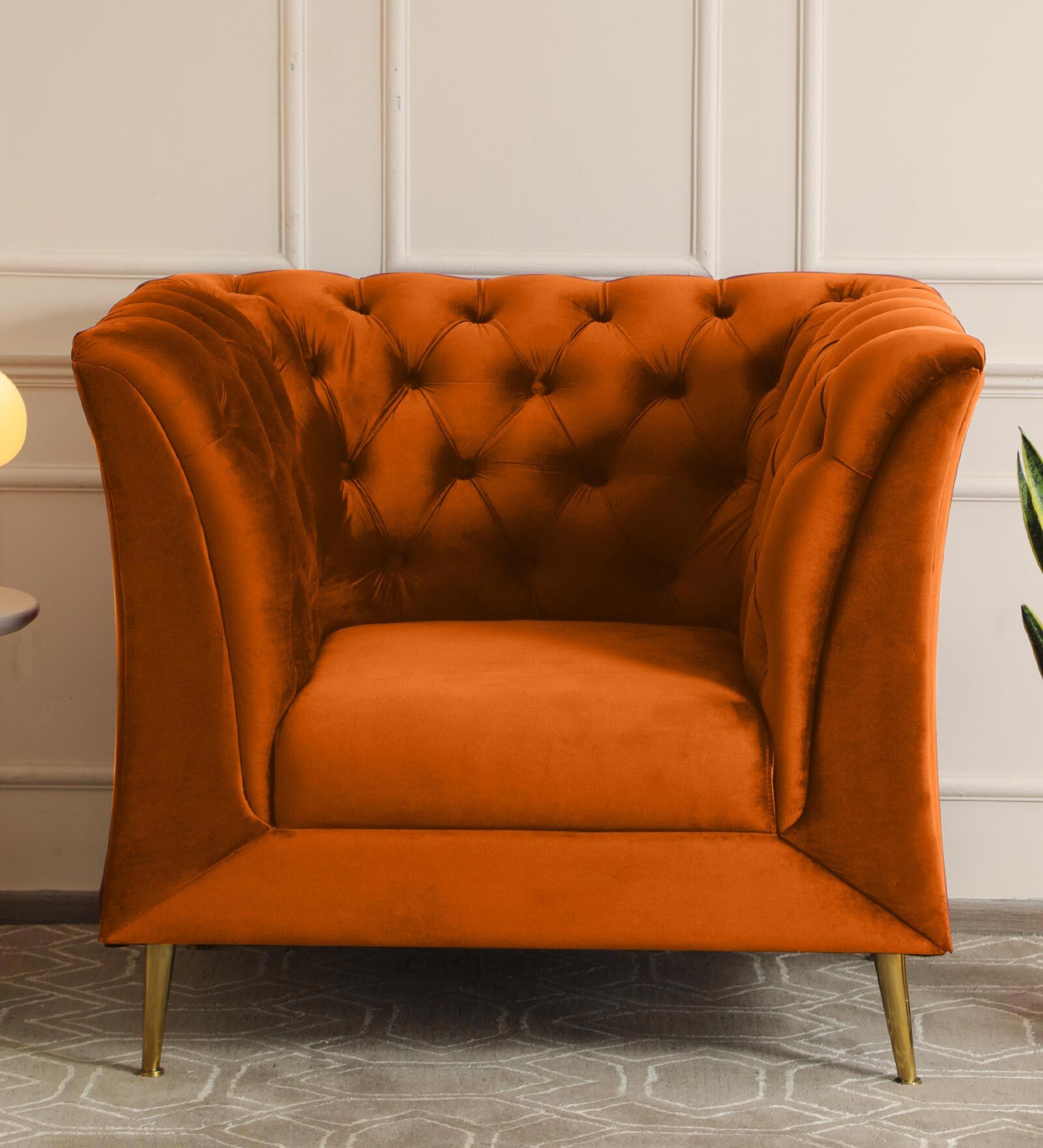 Azalea Fabric 1 Seater Sofa In Rust Colour