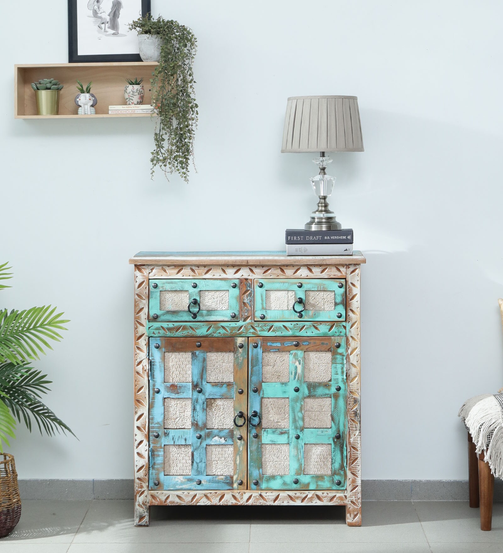 Azealia Reclaimed Wood Cabinet In Distress Finish