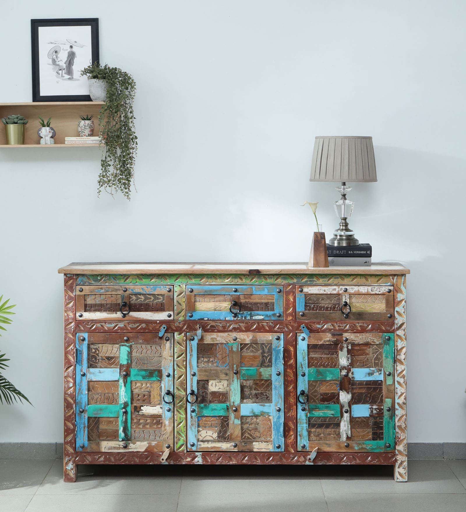 Azealia Reclaimed Wood Sideboard In Distress Finish