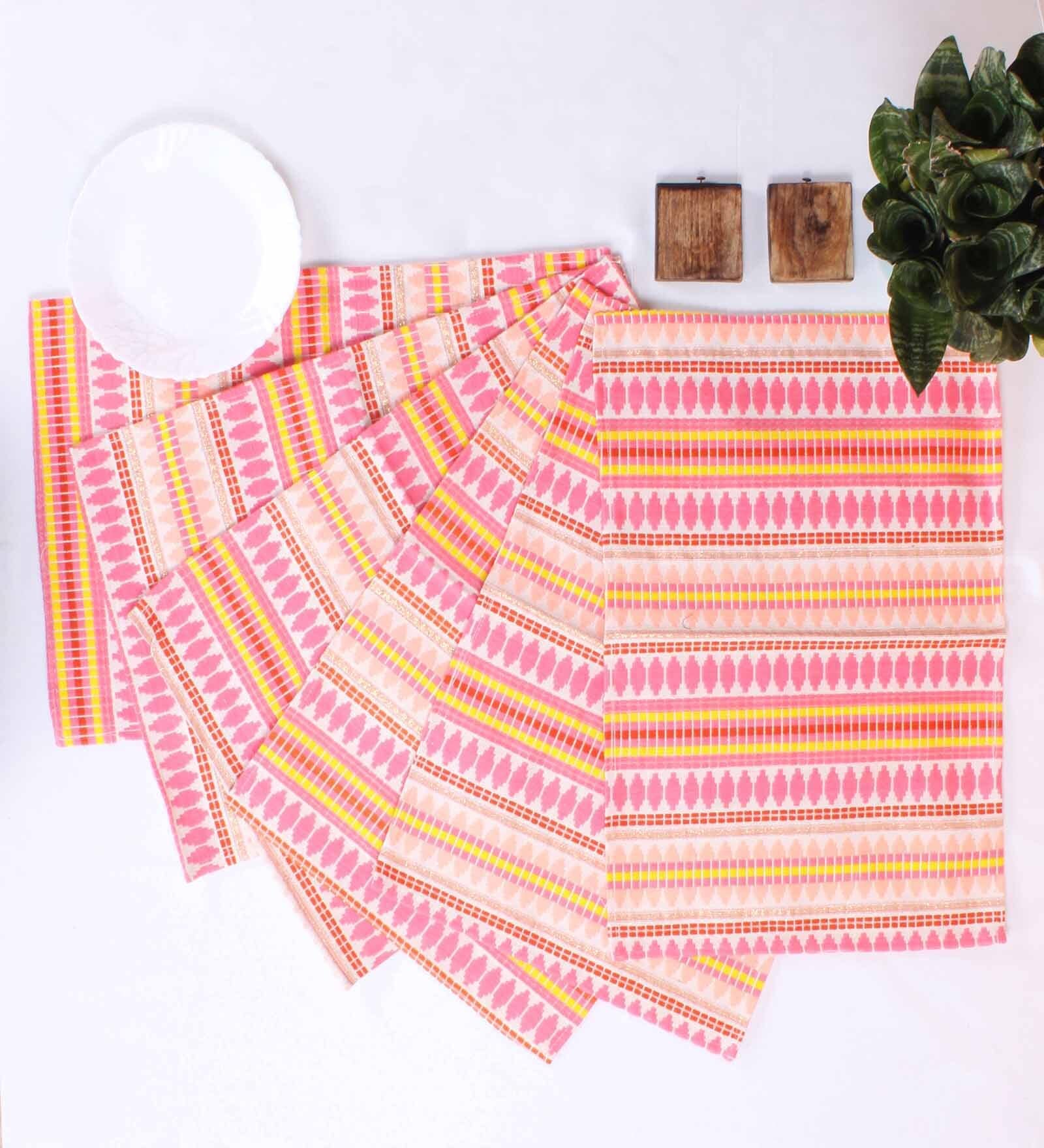 Aztec Orange Woven (12 X 18) Stripped Printed (Set of 6) Placemats