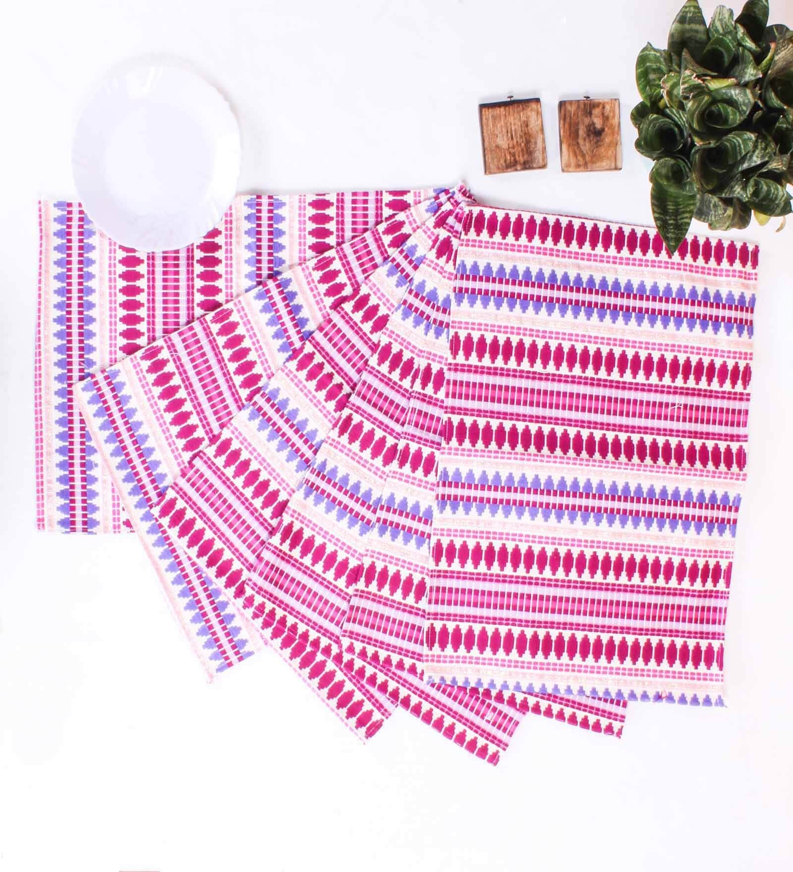 Aztec Purple Woven (12 X 18) Stripped Printed (Set of 6) Placemats