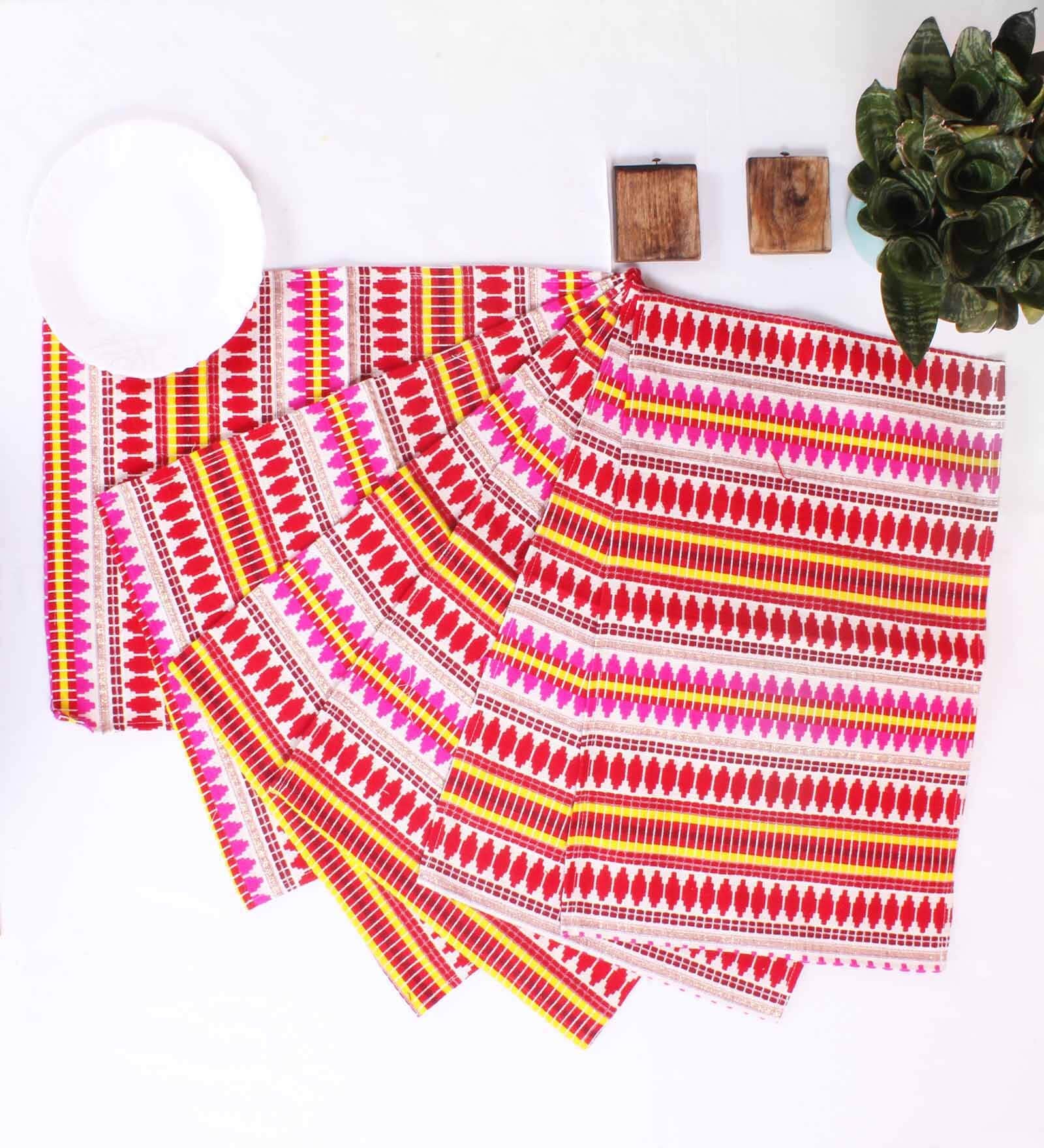 Aztec Red Woven (12 X 18) Stripped Printed (Set of 6) Placemats