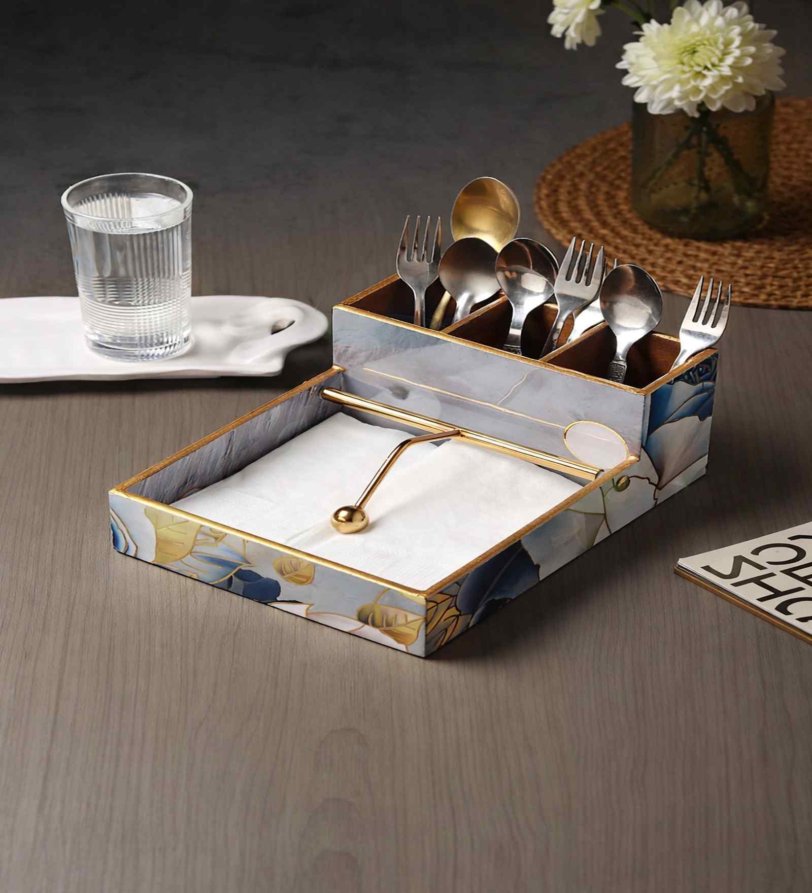Azure Whisper Cutlery and Tissue Holder