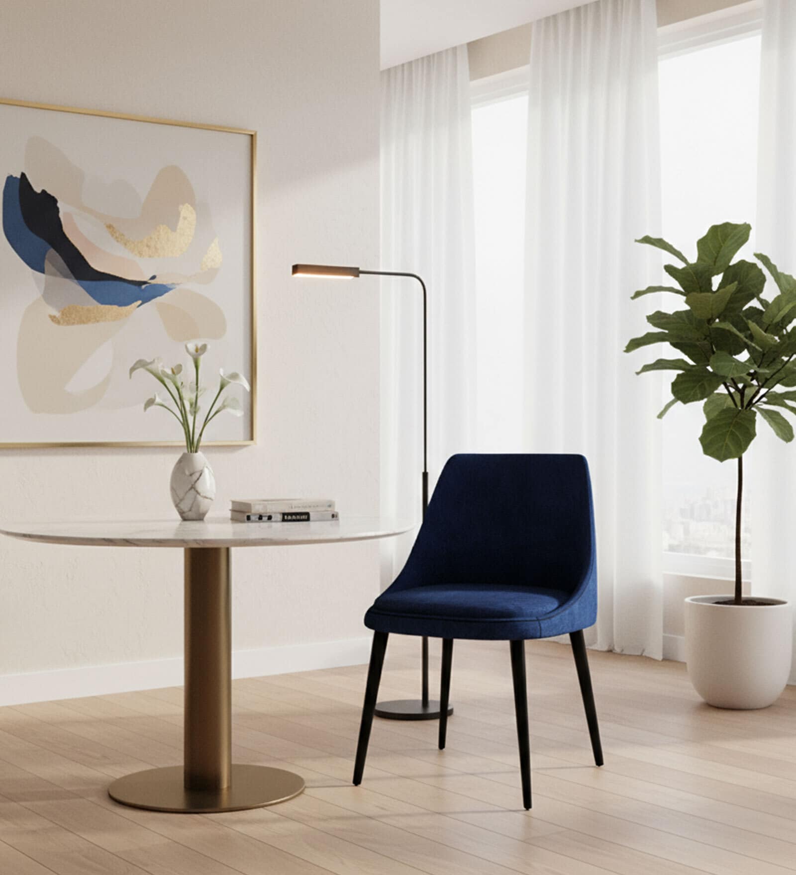 AzureNova Suede Dining Chair In Royal Blue Colour