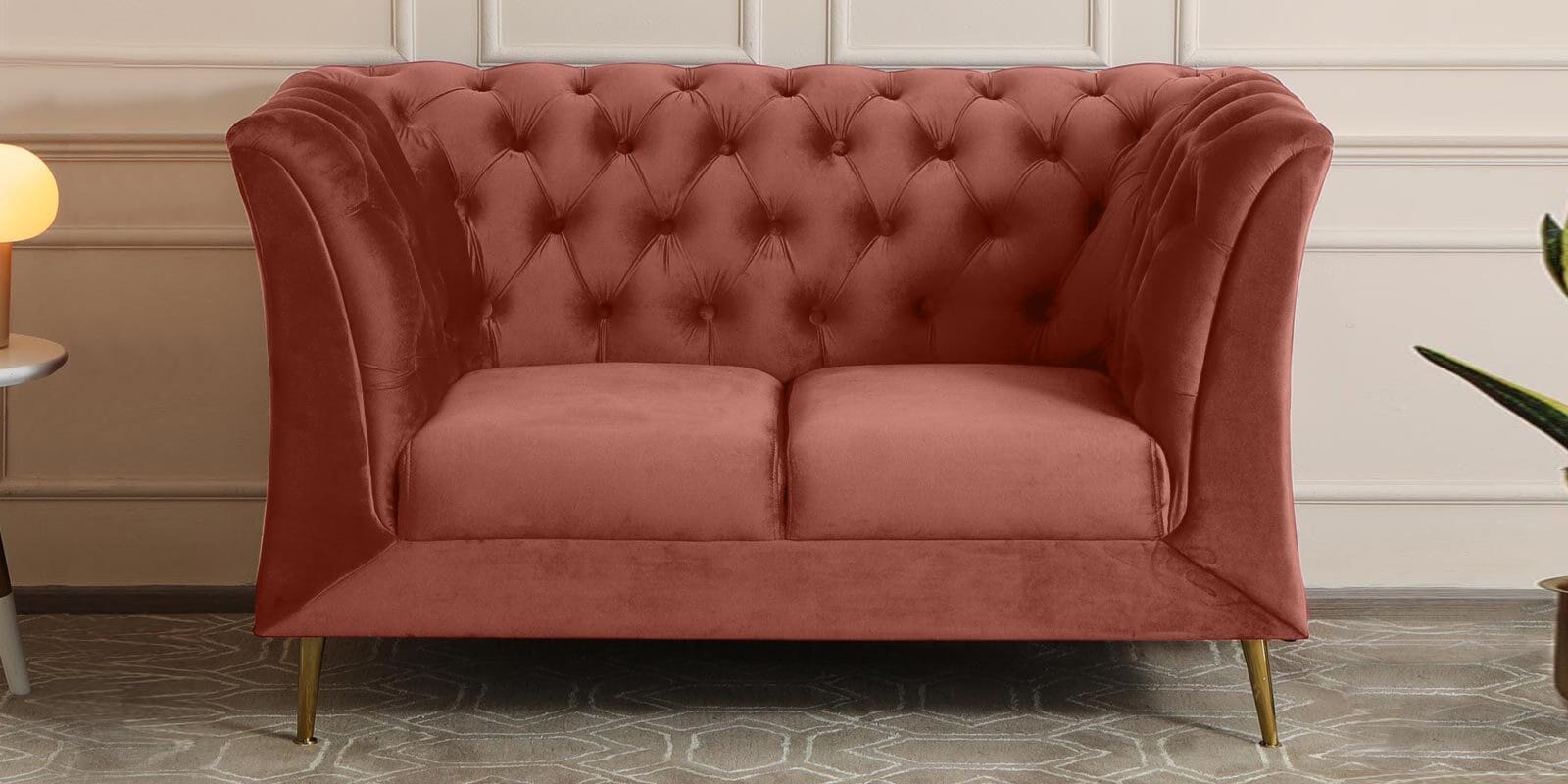 Azalea Velvet 2 Seater Sofa In Blush Pink Colour Azalea Velvet 2 Seater Sofa In Blush Pink Colour