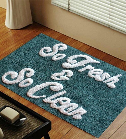 Buy Slogan Cotton 32 X 20 Inch Anti Skid Bath Mat By Azaani Online