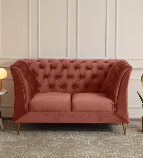 Azalea Velvet 2 Seater Sofa In Blush Pink Colour