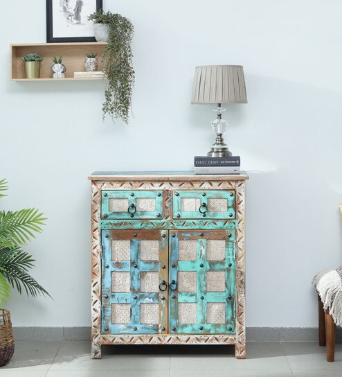Azealia Reclaimed Wood Cabinet In Distress Finish
