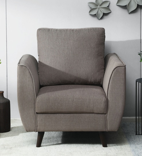 Azor Fabric 1 Seater Sofa In Sandy Brown Colour