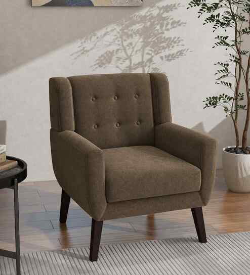 Azriah Boucle Fabric Accent Chair In Brown Colour