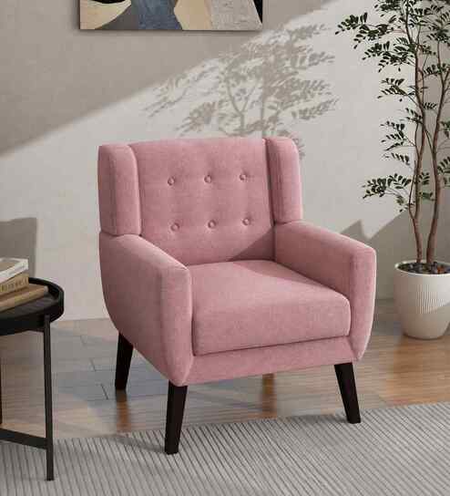 Azriah Boucle Fabric Accent Chair In Pink Colour
