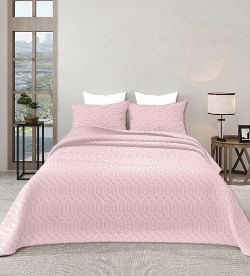 Pink Azure 300GSM King Quilted Bedcover with 2 Pillowcovers