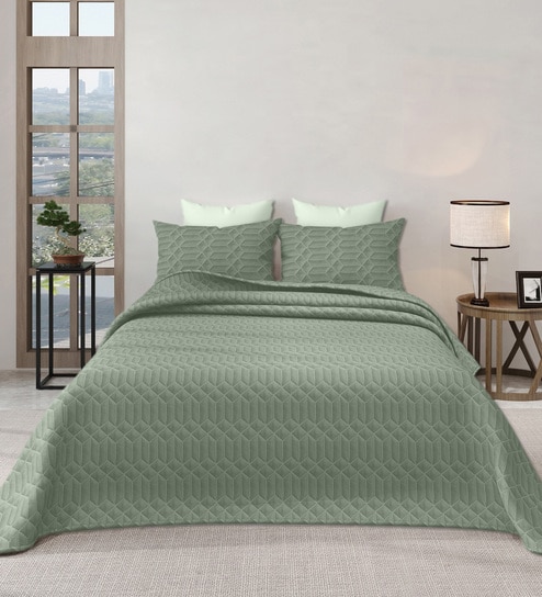 Green Azure 300GSM King Quilted Bedcover with 2 Pillowcovers