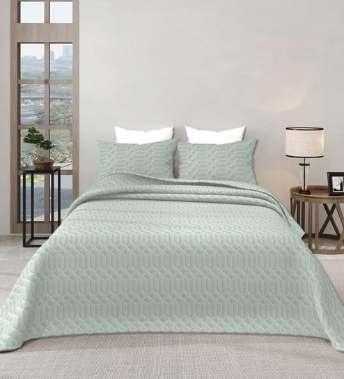 Green Azure 300GSM King Quilted Bedcover with 2 Pillowcovers