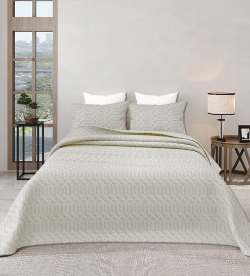 Grey Azure 300GSM King Quilted Bedcover with 2 Pillowcovers