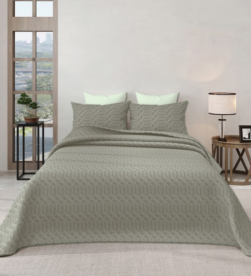 Walnut Azure 300GSM King Quilted Bedcover with 2 Pillowcovers