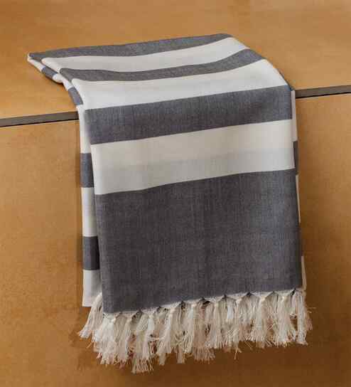 Grey Azure Striped Bath Towel 75 Cm