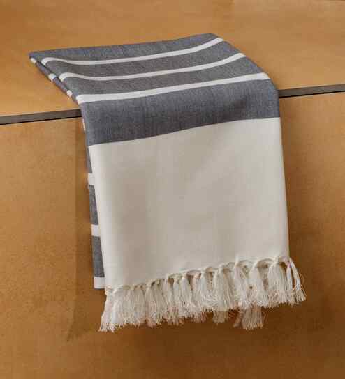 Grey Azure Striped Bath Towel 75 Cm