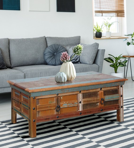 Buy Azealia Solid Wood Coffee Table in Distress Finish Bohemiana By