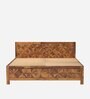 Azalea Sheesham Wood Queen Size Bed In Light Honey Finish With Box Storage