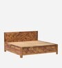 Azalea Sheesham Wood Queen Size Bed In Light Honey Finish With Box Storage