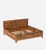 Azalea Sheesham Wood Queen Size Bed In Light Honey Finish With Box Storage