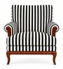 Azalea Teak Wood Arm Chair With Suede Fabric In Black And White Color Azalea Teak Wood Arm Chair With Suede Fabric In Black And White Color