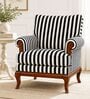 Azalea Teak Wood Arm Chair With Suede Fabric In Black And White Color Azalea Teak Wood Arm Chair With Suede Fabric In Black And White Color
