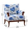 Azalea Teak Wood Arm Chair With Suede Fabric In Blue Color Azalea Teak Wood Arm Chair With Suede Fabric In Blue Color