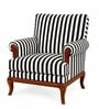 Azalea Teak Wood Arm Chair With Suede Fabric In Black And White Color Azalea Teak Wood Arm Chair With Suede Fabric In Black And White Color
