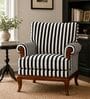 Azalea Teak Wood Arm Chair With Suede Fabric In Black And White Color Azalea Teak Wood Arm Chair With Suede Fabric In Black And White Color