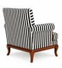 Azalea Teak Wood Arm Chair With Suede Fabric In Black And White Color Azalea Teak Wood Arm Chair With Suede Fabric In Black And White Color